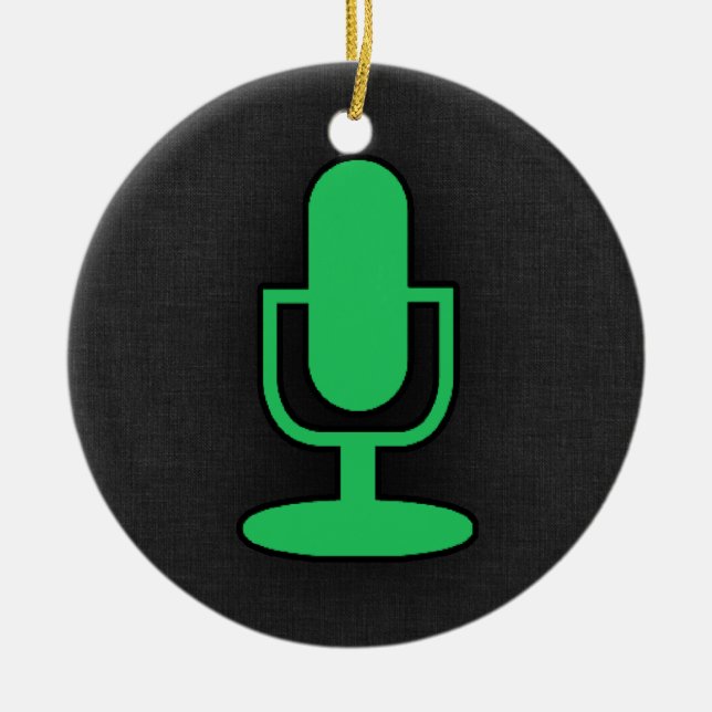 Kelly Green Microphone Ceramic Ornament (Front)