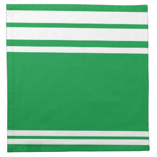Kelly Green : Modern Lines and Circle in white Cloth Napkin