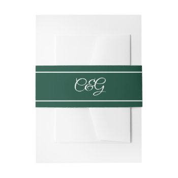 Kelly Green Monogrammed Wedding Invitation Belly Band by Everythingplaid at Zazzle