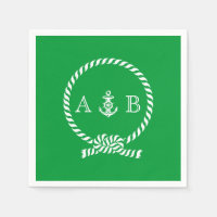 Kelly Green Nautical Rope and Anchor Monogrammed
