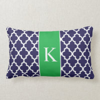 Kelly Green Navy Blue Moroccan Custom Monogram