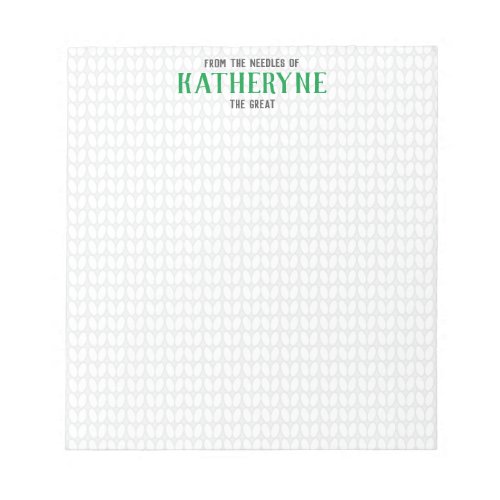 Kelly Green Personalized Knit Stitch Notepad