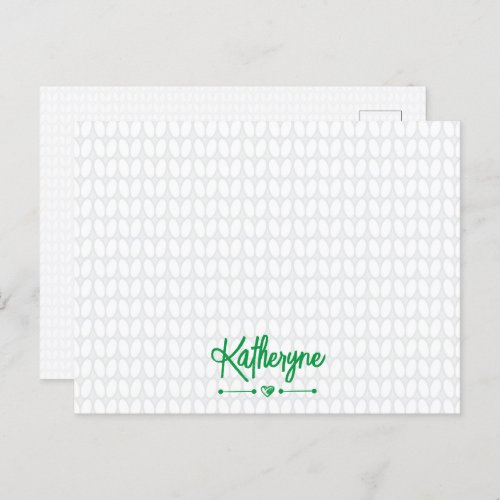 Kelly Green Personalized Knit Stitch Postcard