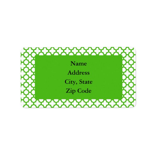 Kelly Green Quatrefoil Pattern Label (Front)