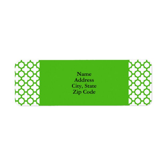 Kelly Green Quatrefoil Pattern Label (Front)