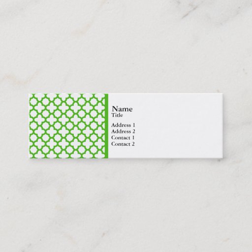Customizable Kelly Green Quatrefoil Pattern Business Card