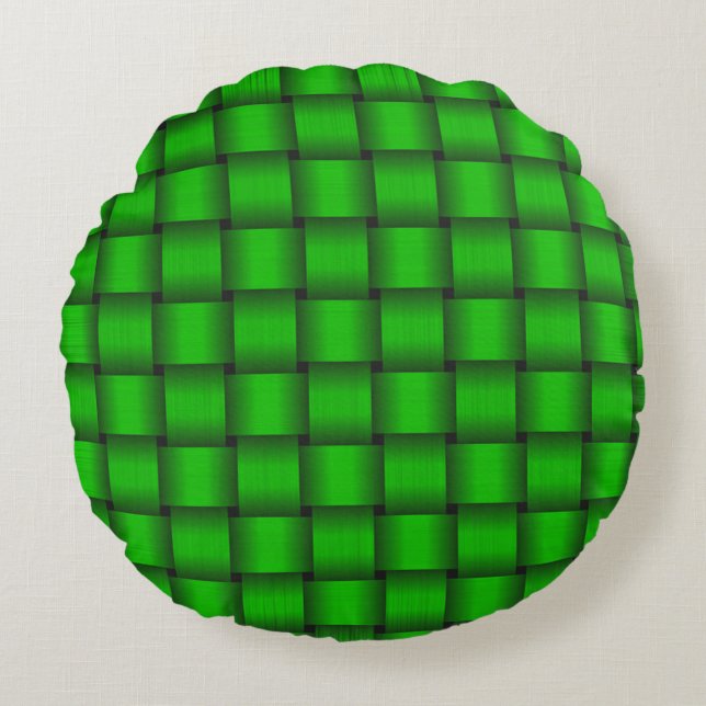 Kelly Green Ribbon Style Round Pillow (Front)