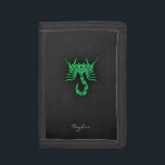 Kelly Green Scorpio Trifold Wallet<br><div class="desc">Cool, sleek, Kelly Green Scorpio Scorpion on black and dark gray, grey textured background. The scorpion is the Zodiac symbol originating from the constellation of Scorpius. Scorpio is one of the twelve signs of the Zodiac and is used in horoscopic astrology, which is a form of astrology that uses a...</div>