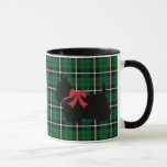 Kelly green Scottish Terrier white/black plaid Mug