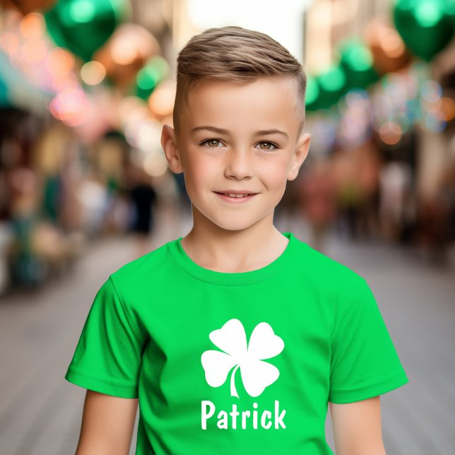 Kelly Green Shamrock Name St Patricks Boys T-Shirt (Creator Uploaded)
