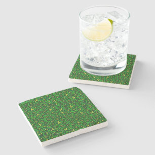 Kelly Green Shamrock Shaped Leopard Print Coaster