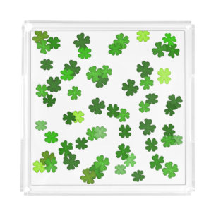 Kelly green “Shamrocks Falling” Acrylic Tray
