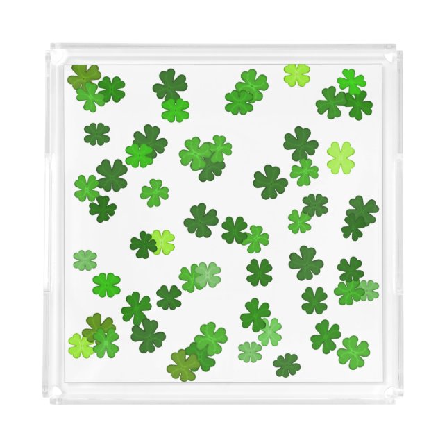 Kelly green “Shamrocks Falling”  Acrylic Tray (Front)