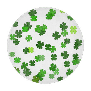 Kelly green “Shamrocks Falling”  Cutting Board