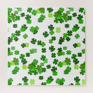 Kelly green “Shamrocks Falling” Jigsaw Puzzle