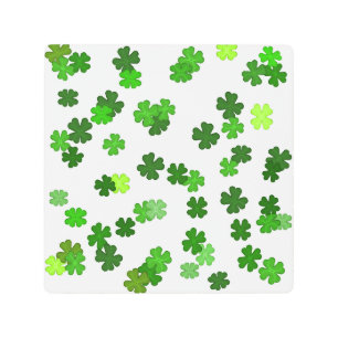 Kelly green “Shamrocks Falling” Metal Print