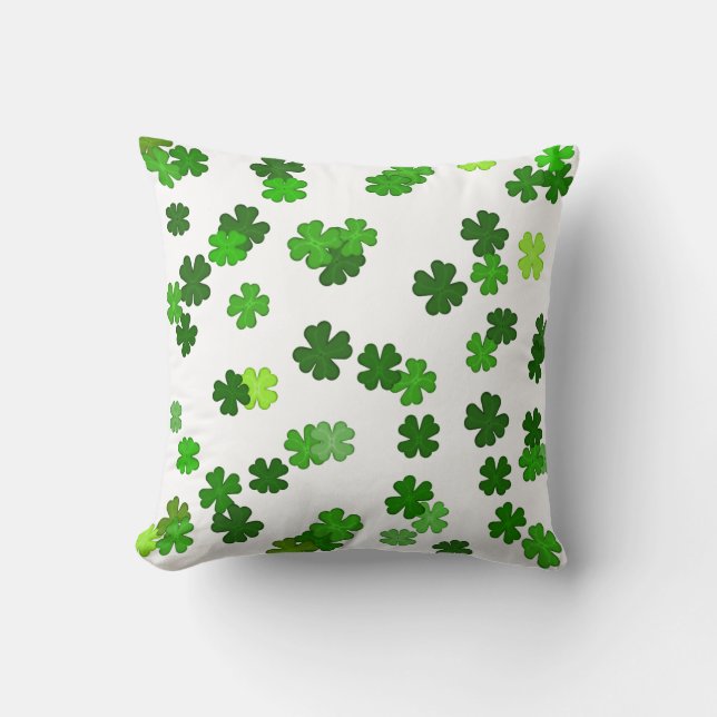 Kelly green “Shamrocks Falling” Throw Pillow (Front)