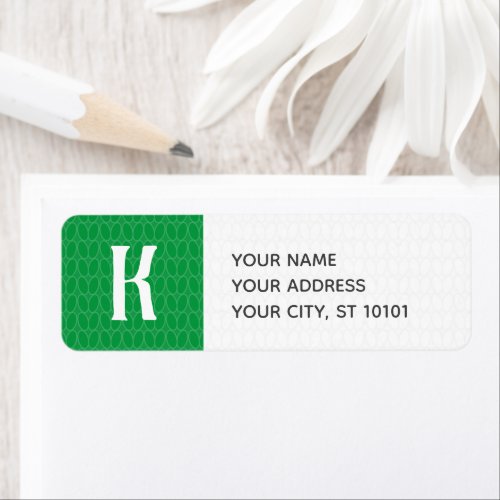 Kelly Green Single Initial Knit Stitch Label