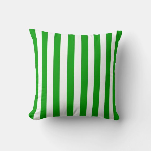 Kelly Green Stripe Throw Pillow (Front)