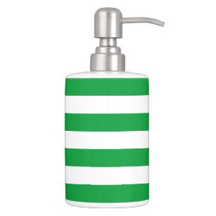 Kelly Green Bathroom Accessories Zazzle Kelly Green Stripes Pattern Soap Dispenser Toothbrush Holder