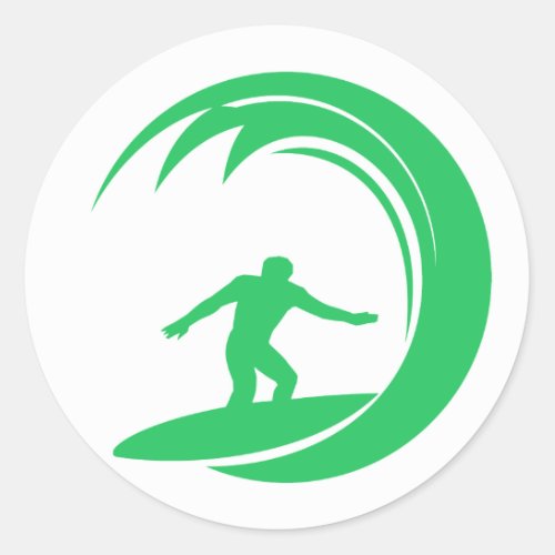 Kelly Green Surfer Classic Round Sticker