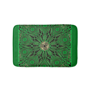 Kelly Green Triskele Mandala Bathroom Mat