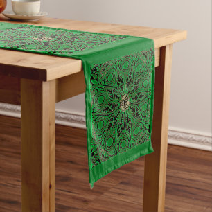 Kelly Green Triskele Mandala Long Table Runner