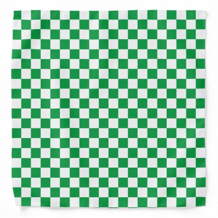 Kelly Green White Checkerboard Pattern Bandana