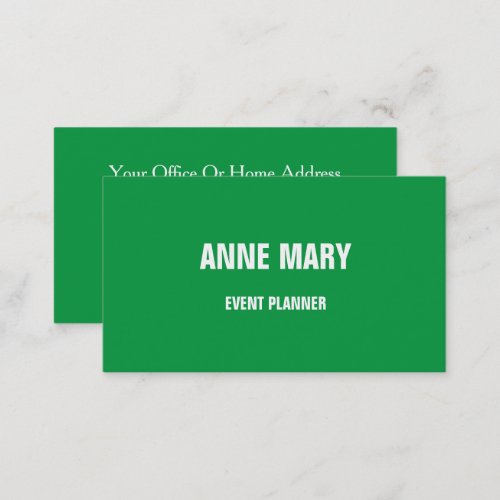 Kelly Green White Classy Wedding Custom Color Business Card