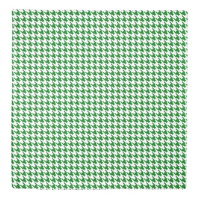 Kelly Green White Houndstooth Duvet Cover (Front)