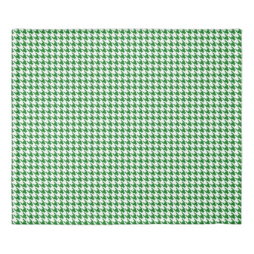 Kelly Green White Houndstooth King Duvet Cover