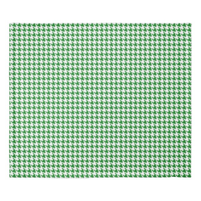 Kelly Green White Houndstooth King Duvet Cover (Front)