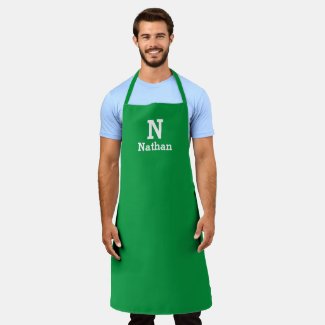 Kelly  green&white personalized apron