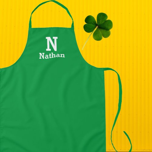 Kelly  greenwhite personalized apron