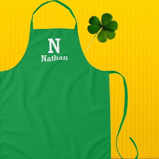 Kelly  green&white personalized apron (Creator Uploaded)