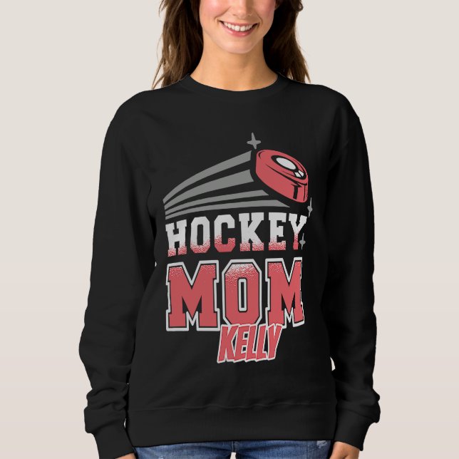 Kelly Hockey Mom With Puck Womens Sweatshirt (Front)