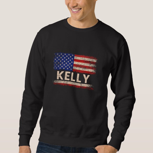 Kelly Last Name Shirt Kelly Name American Flag (Front)