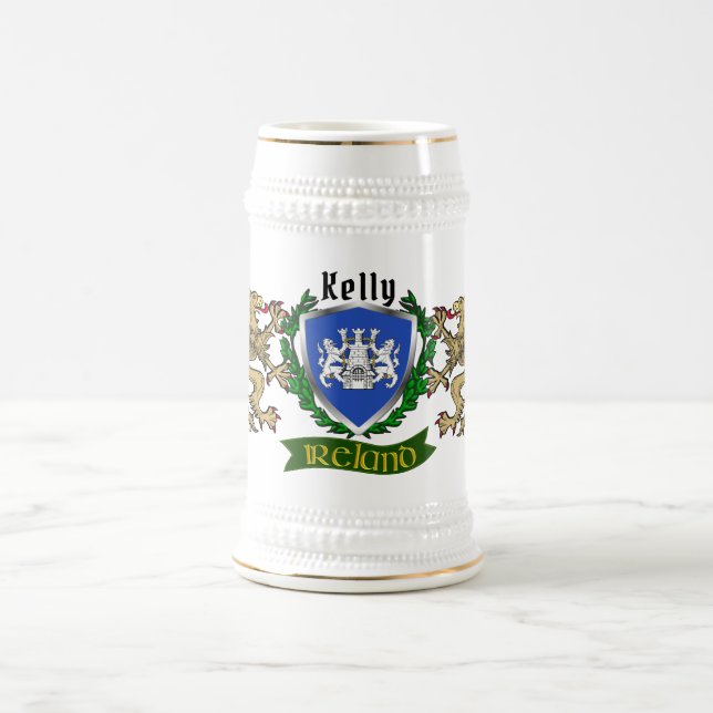 Kelly/O'Kelly Irish Shield Beer Stein (Center)