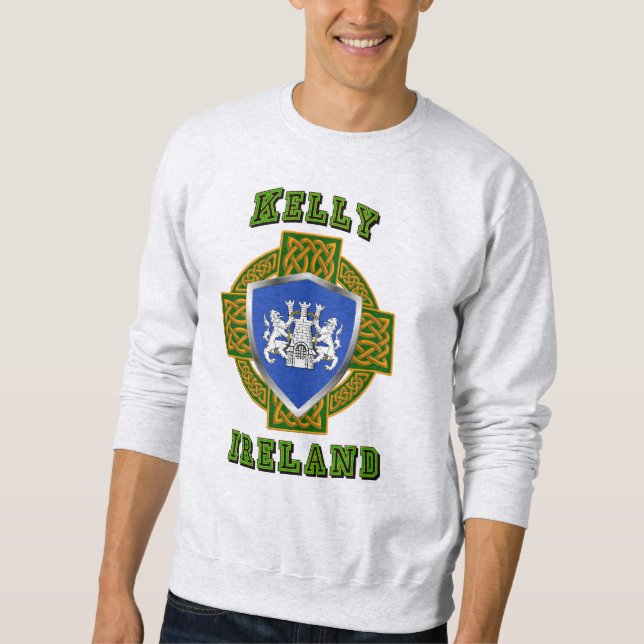 Kelly/O'Kelly Irish Shield w/Celtic Cross  Sweatshirt (Front)