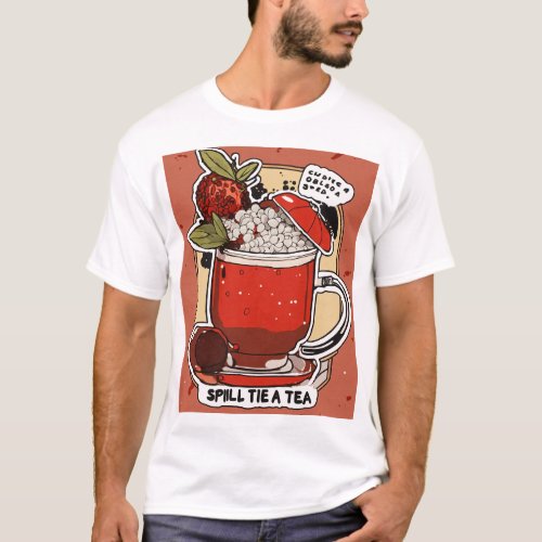 Kelly Sueda Sticker Spill the Tea Sticker Fashion  T_Shirt