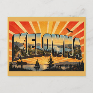 Kelowna BC Okanagan Lake Vineyards Art Postcard
