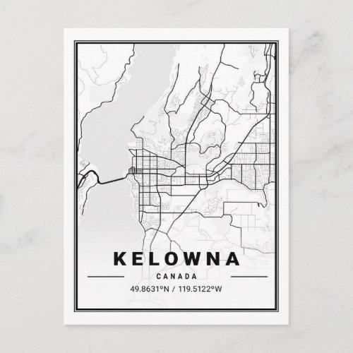 Kelowna British Columbia Canada Travel City Map Postcard