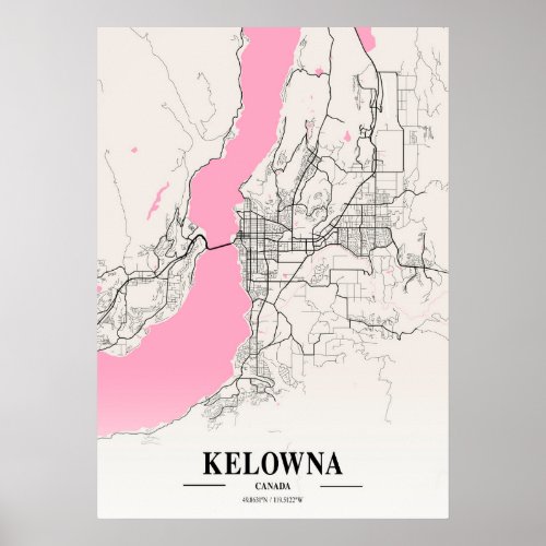 Kelowna _ Canada Neapolitan City Map Poster