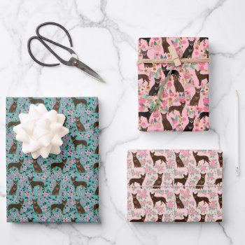 Kelpie Dog Florals Wrapping Paper Sheets by FriendlyPets at Zazzle