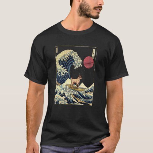 Kelpie Japanese Kanagawa Wave  Surf Dog T_Shirt