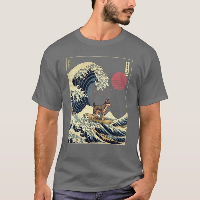 Kelpie Kanagawa Japanese Surfing Wave funny T-Shirt (Front)