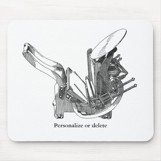 Kelsey OS letterpress printing press mousepad (Front)