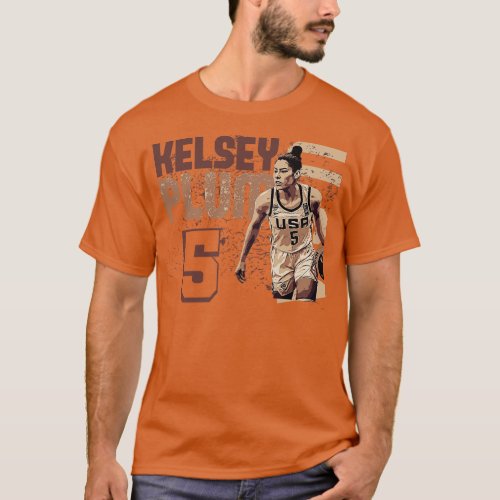 kelsey plum Brown Vintage Wnba USA T_Shirt
