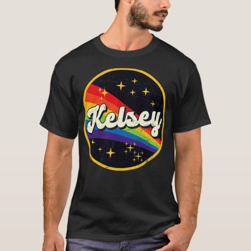 Kelsey Rainbow In Space Vintage GrungeStyle T_Shirt