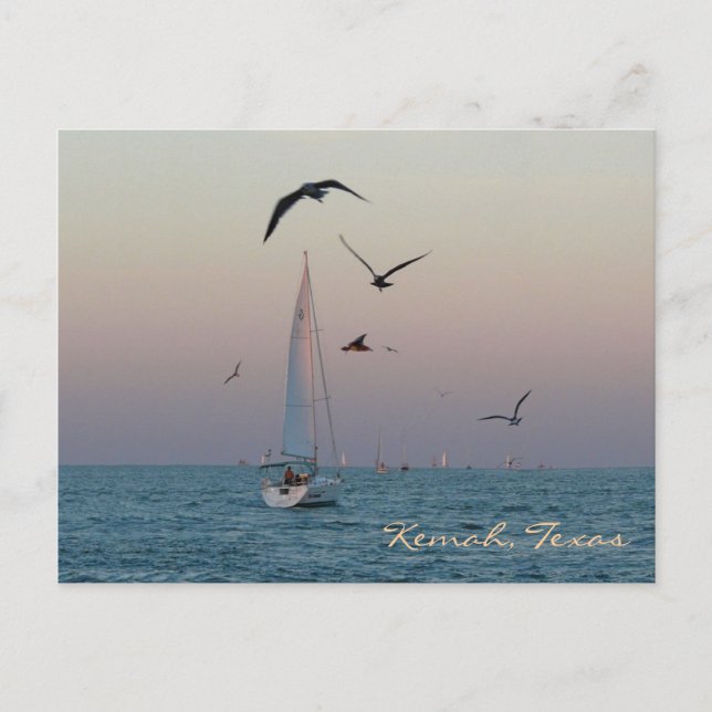 Kemah sailboat postcard - customized (Front)
